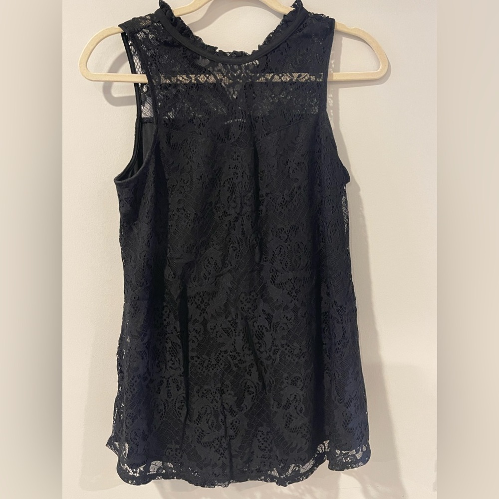 Black High Neck Black Lace Blouse